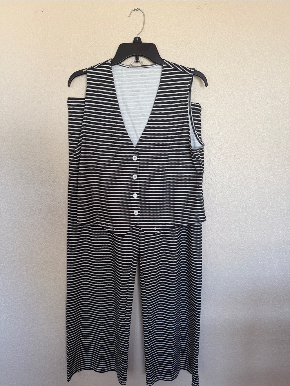 Striped Black & White Vest and Pants Set